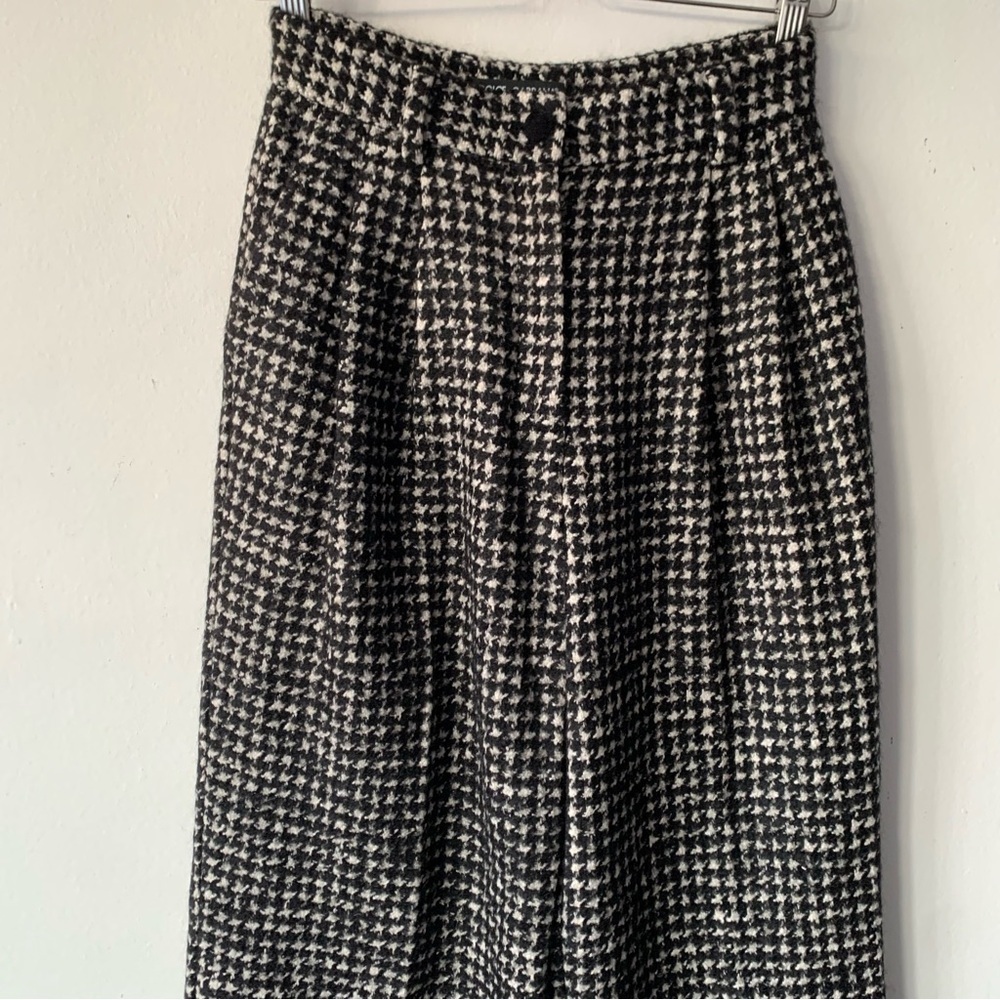 Dolce & Gabbana Houndstooth Tweed Pleated Wide Leg Wool Mohair Trouser Pants - Picture 6 of 12